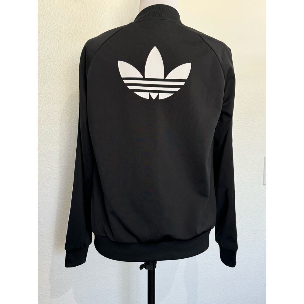 Adidas Track Jacket 3-Stripes Zip‎ Up Black White Size S - Picture 3 of 8